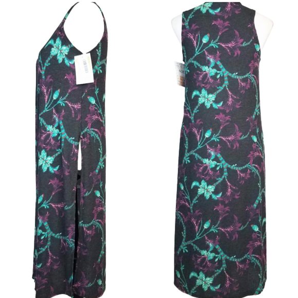 LULAROE Long Floral Ribbed JOY Open Cardigan Vest Women's XS - Picture 2 of 4